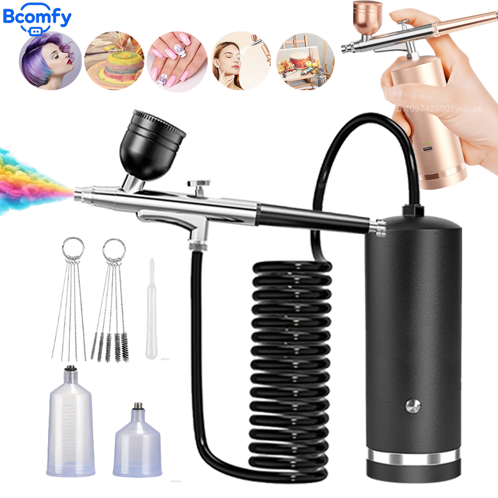 Airbrush Kit With Mini Compressor - Aerograf z kompresorem, akumulatorowy aerograf z