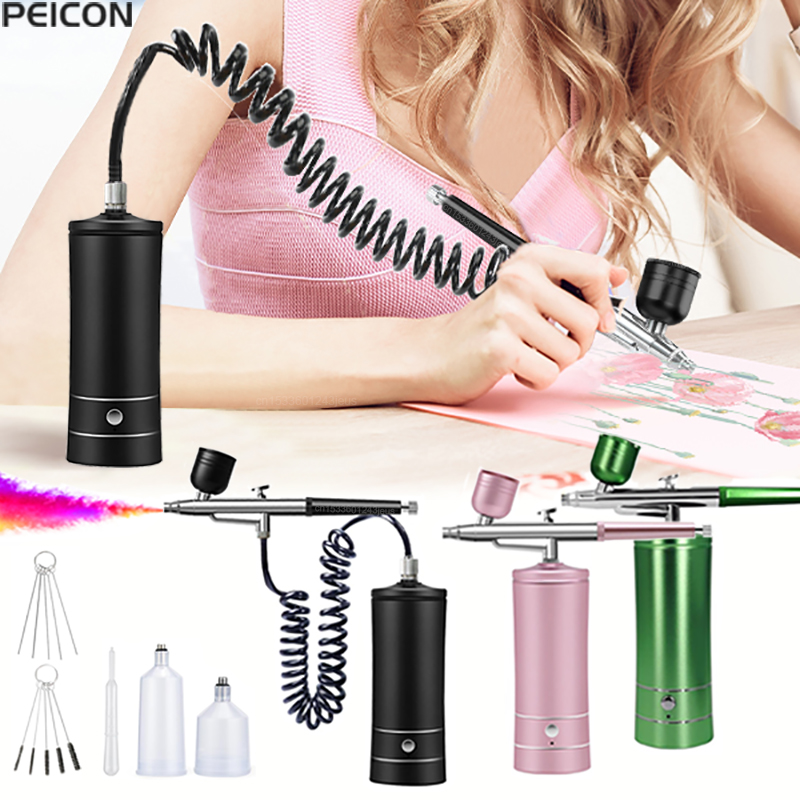 Airbrush Kit With Mini Compressor - Malowanie aerografem Aerograf z kompresorem Mini