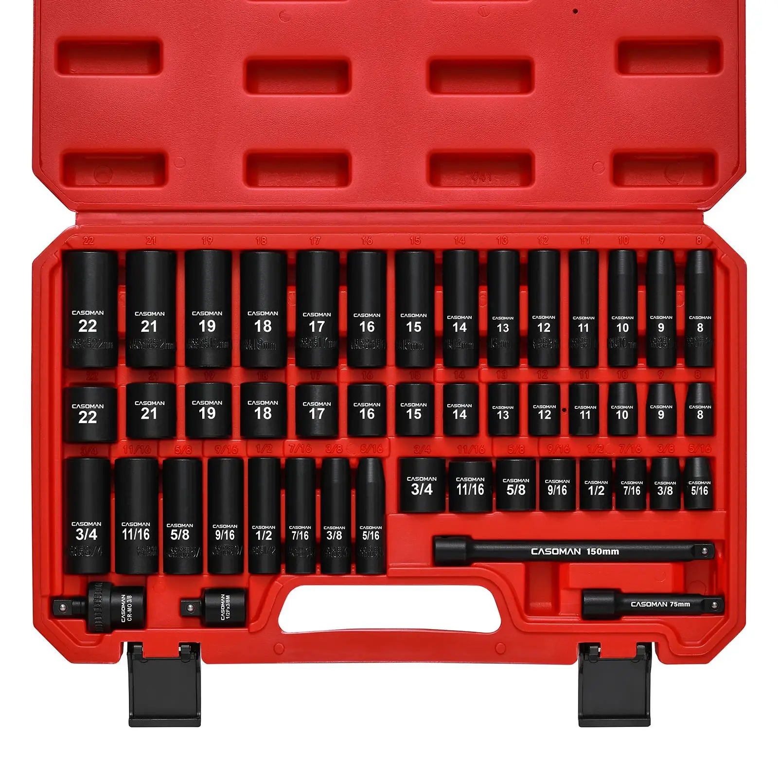 Hand Tools - 49-częściowy zestaw nasadek udarowych 3/8 cala,