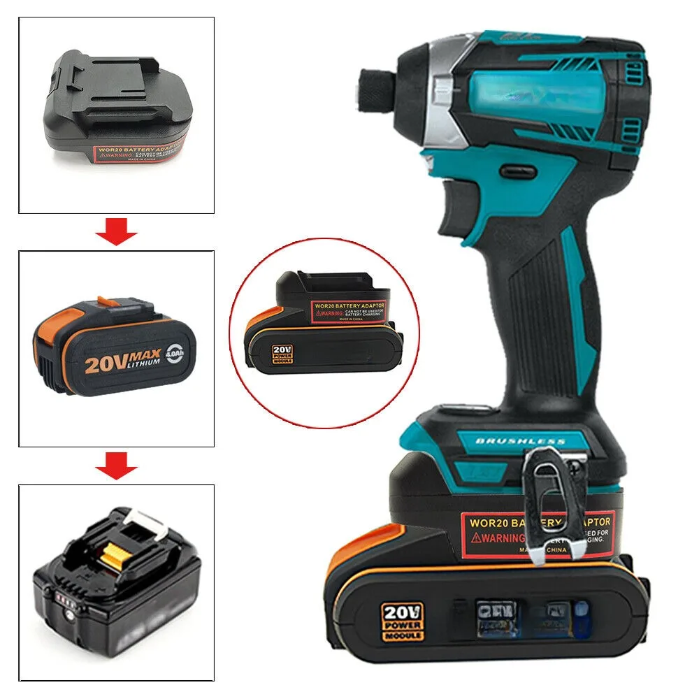 Brushless Cordless Electric Drill 18V - Konwerter akumulatora do akumulatora Worx 20V