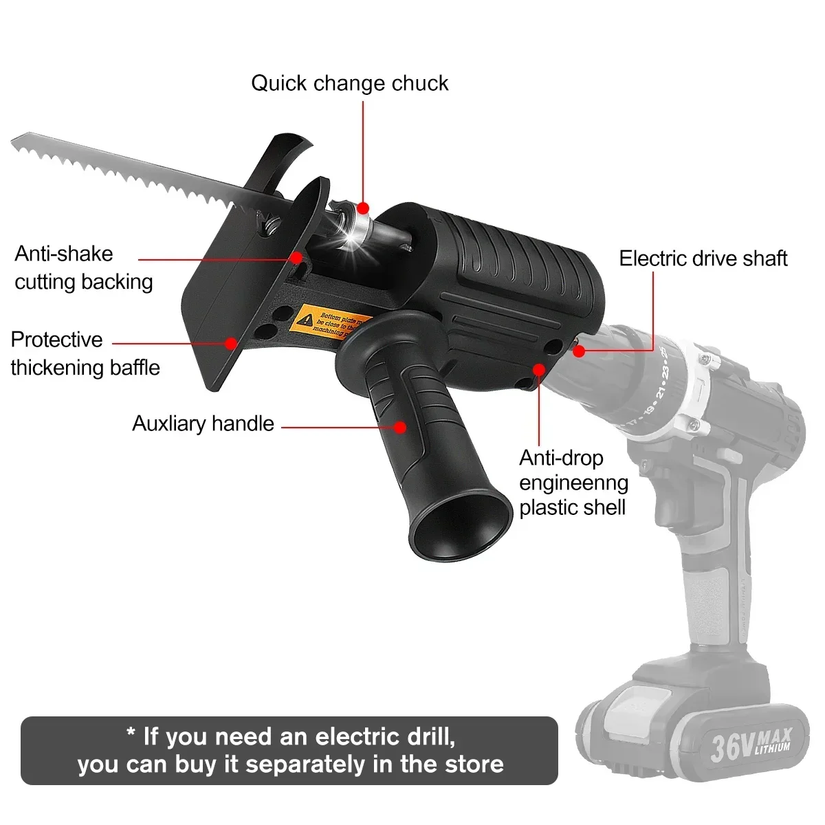 Adapter do piły szablastej do  – Reciprocating Saw Attachment Drill recenzja i cena